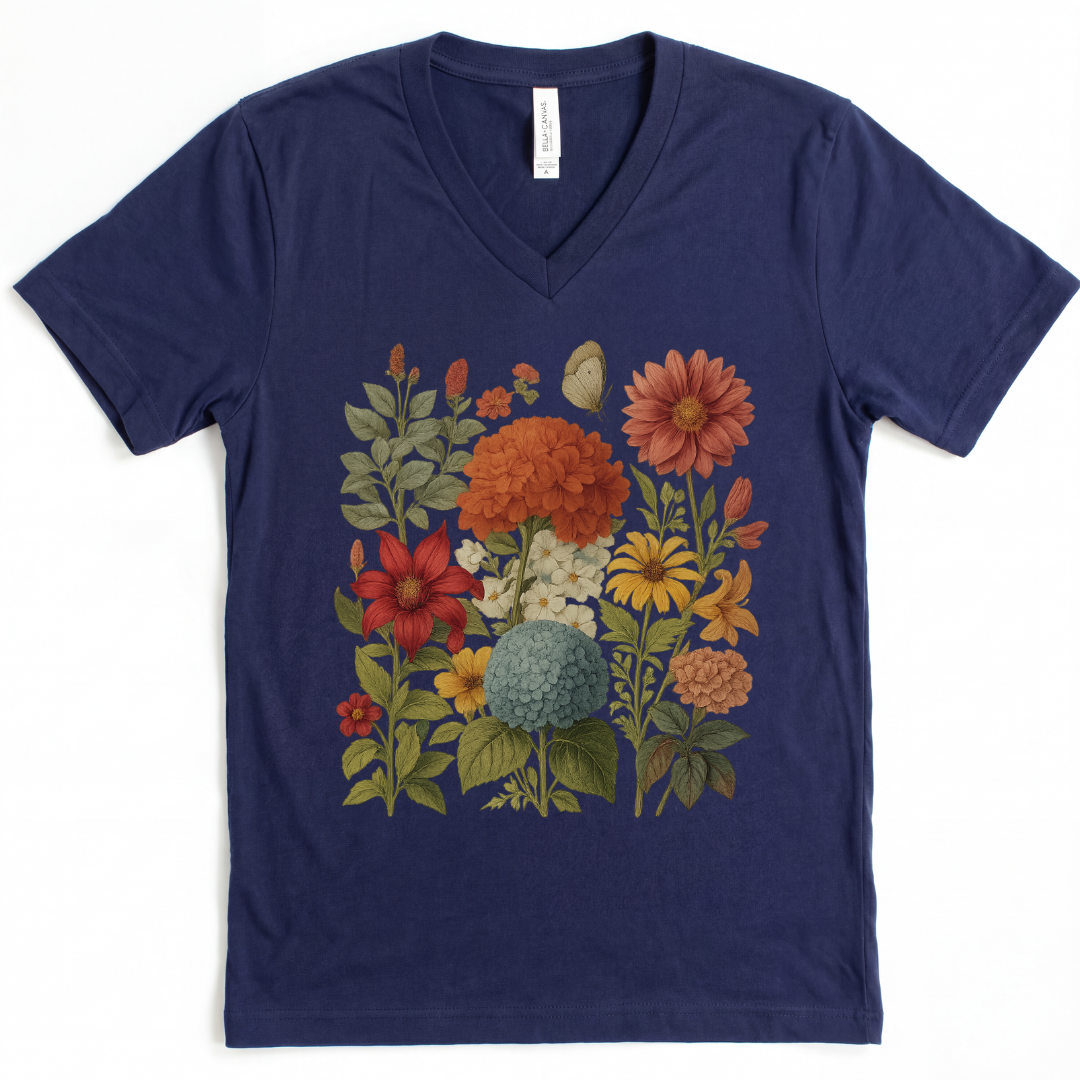 Hydrangea Bloom - Short Sleeve V Neck