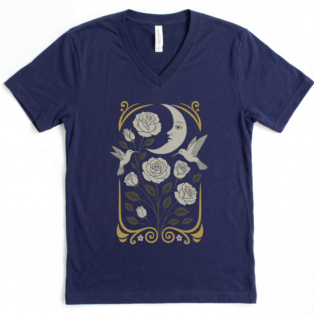 Moonlight Floral - Short Sleeve V Neck