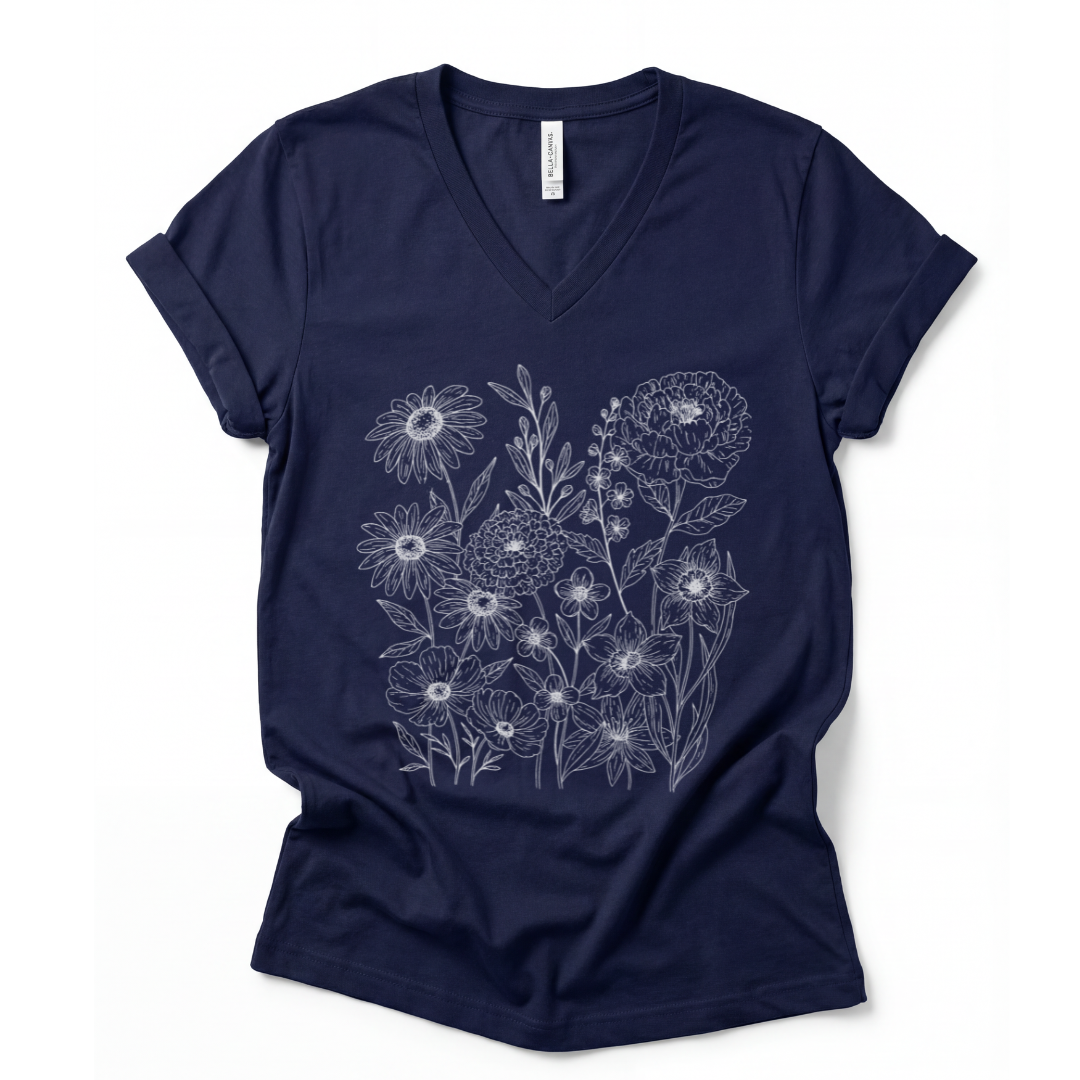Petal Cartography - Short Sleeve V Neck