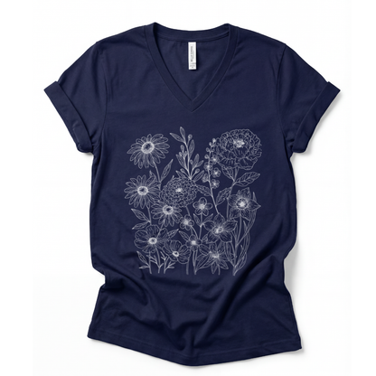 Petal Cartography - Short Sleeve V Neck