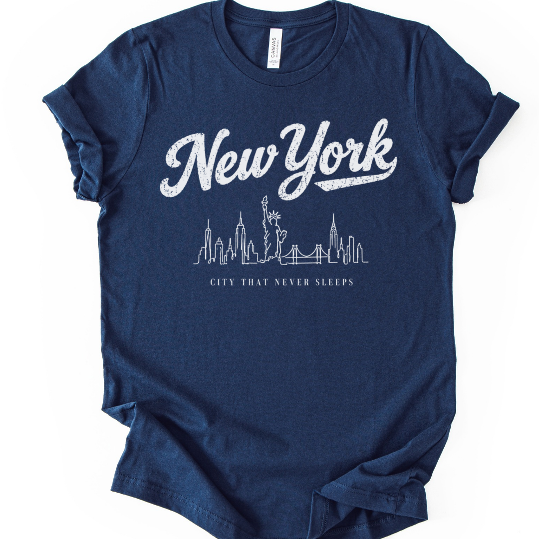 New York Skyline Doodle - Bella Canvas Super Soft Straight Cut T shirt