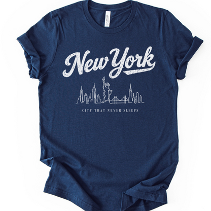 New York Skyline Doodle - Bella Canvas Super Soft Straight Cut T shirt