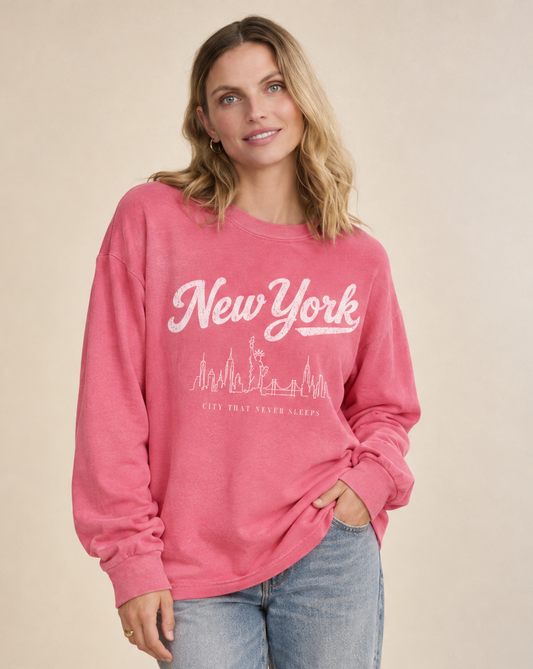 New York Skyline Doodle - Comfort Colors Long Sleeve Premium T Shirt
