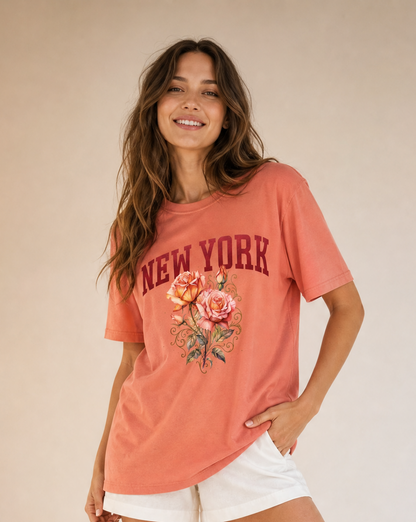 New York Floral - Comfort Colors Relaxed Fit Premium T Shirt