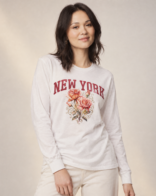 New York Floral - Comfort Colors Long Sleeve Premium T Shirt