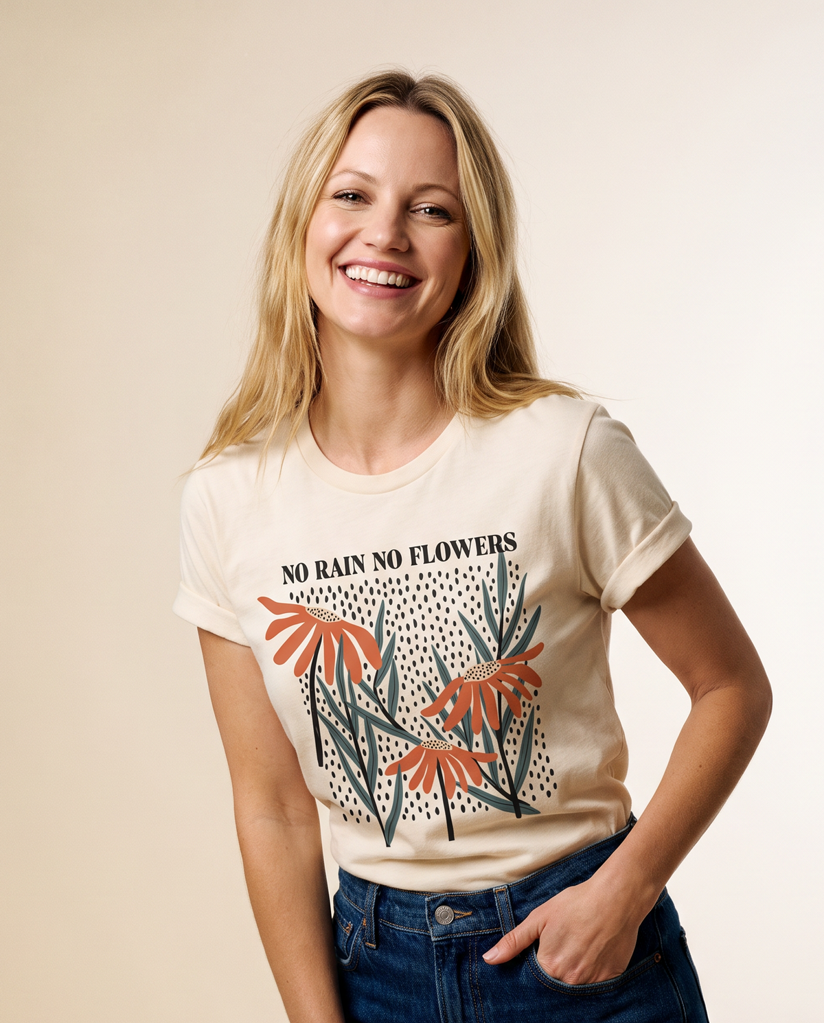 No Rain No Flowers - Bella Canvas Super Soft Straight Cut T shirt