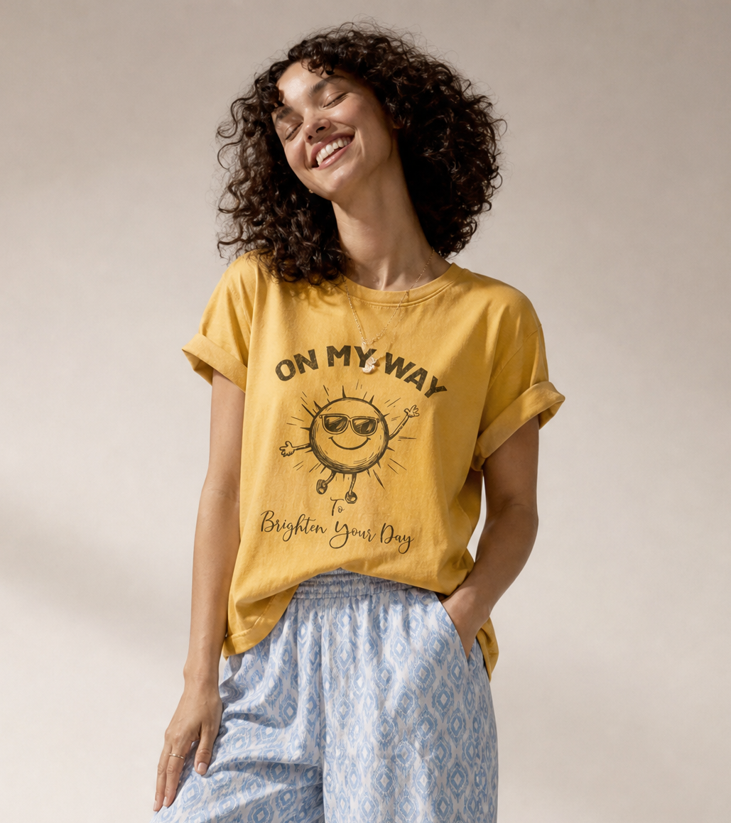 On My Way To Brighten Your Day -  Comfort Colors Relaxed Fit Premium T Shirt