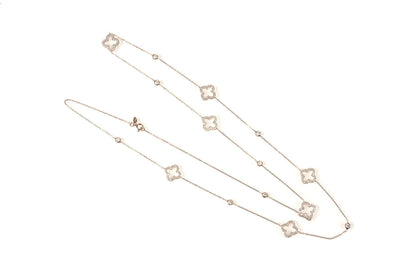 Open Clover Long Necklace Rosegold