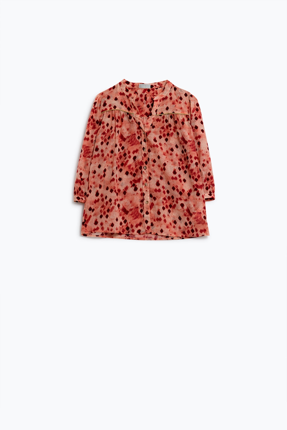 Orange Shirt With Abstract Print and 3/4 Length Sleeves