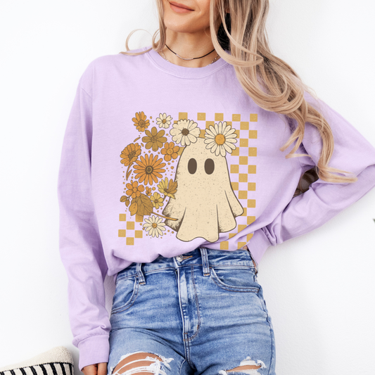 Floral Ghost - Comfort Colors Premium Long Sleeve T Shirt
