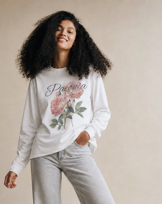 Paeonia, Vintage Tee - Comfort Colors Long Sleeve Premium T Shirt