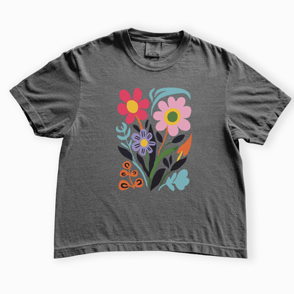Vivid Floral - Comfort Colors Boxy Cropped Tee