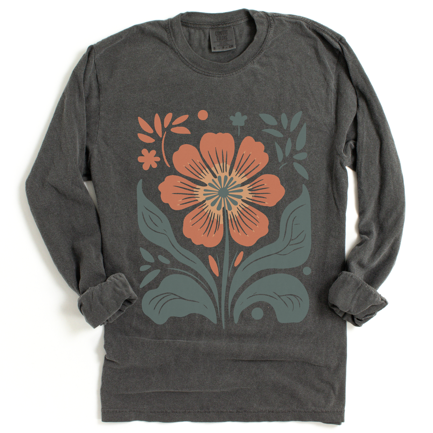 Retro Floral - Comfort Colors Long Sleeve Premium T Shirt