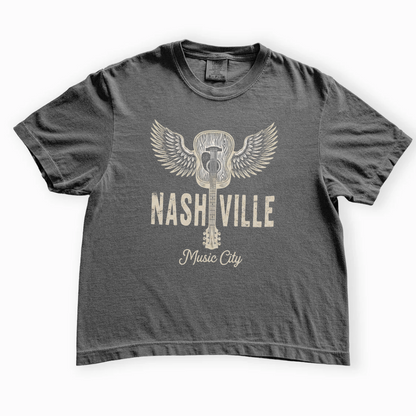 Nashville Music City - Comfort Colors Boxy Cropped Tee