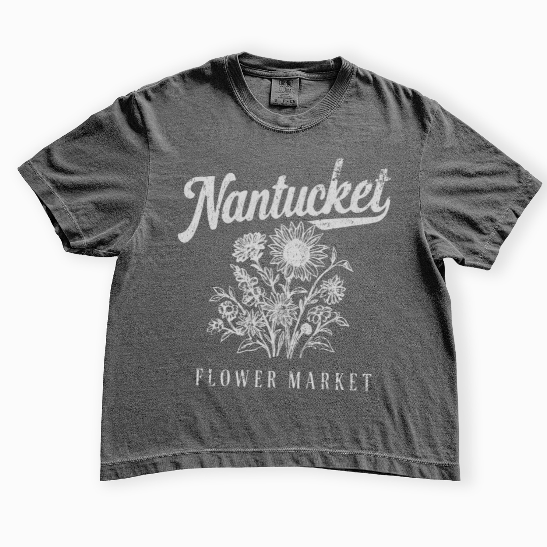 Nantucket Flower Market - Comfort Colors Boxy Cropped Tee