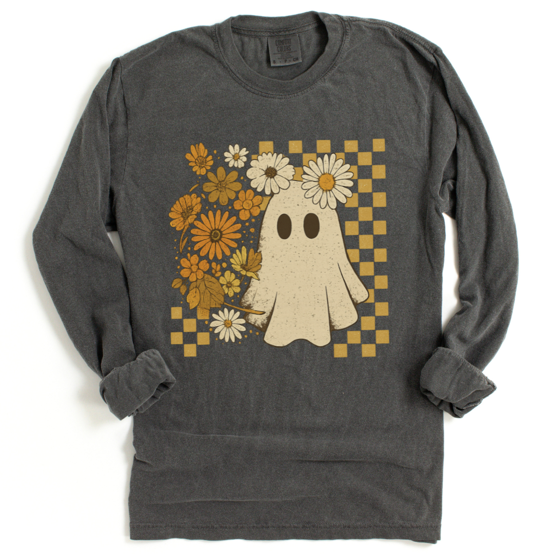 Floral Ghost - Comfort Colors Premium Long Sleeve T Shirt