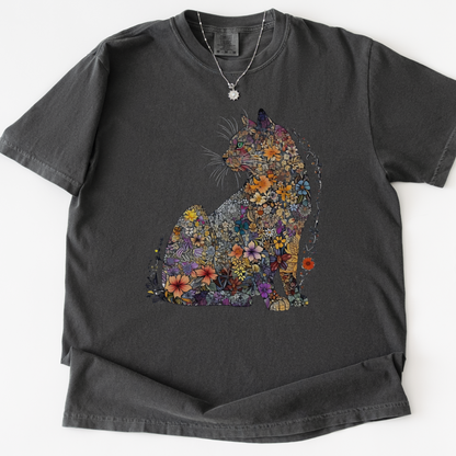 Floral Cat -  Comfort Colors Relaxed Fit Premium T Shirt