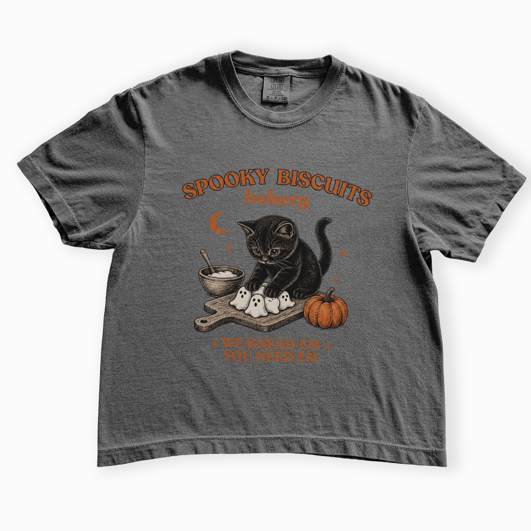 Spooky Biscuit Bakery - Comfort Colors Boxy Cropped Tee