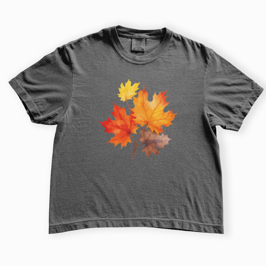 Autumn Leaves - Comfort Colors Boxy Cropped Tee