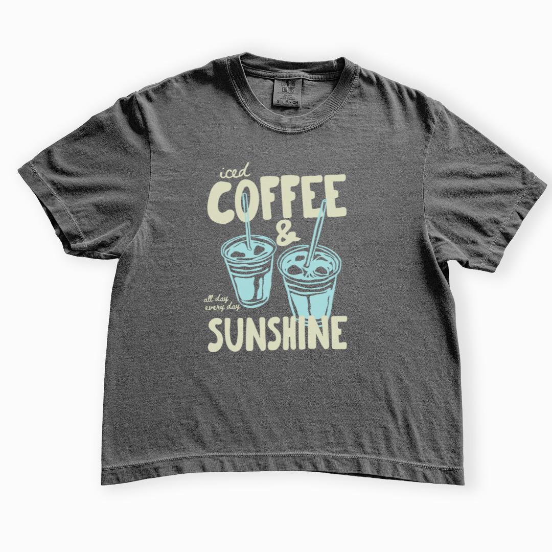 Iced Coffee & Sunshine - Comfort Colors Boxy Cropped Tee