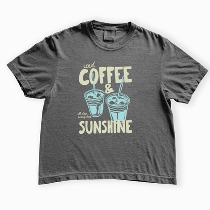 Iced Coffee & Sunshine - Comfort Colors Boxy Cropped Tee