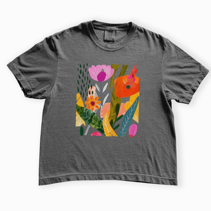 Modern Art Plant Print - Comfort Colors Boxy Cropped Tee