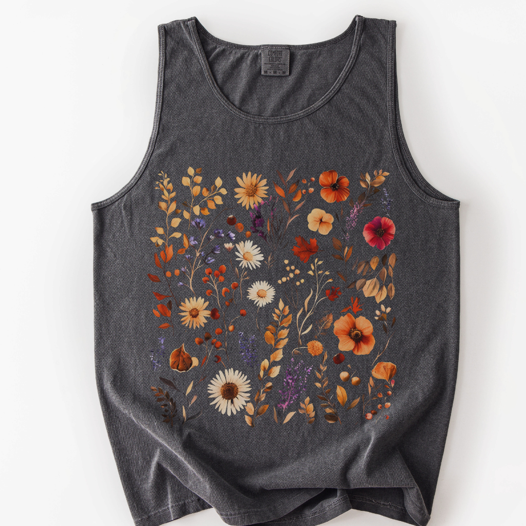 Autumn Boho Floral Print - Comfort Colors Premium Tank Top