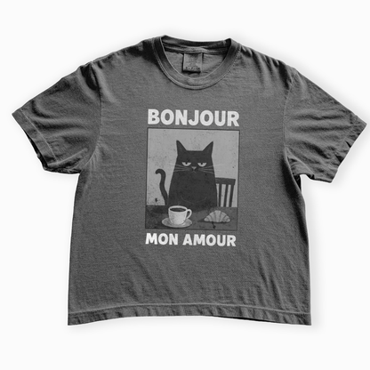 Bonjour Mon Amour - Comfort Colors Boxy Cropped Tee
