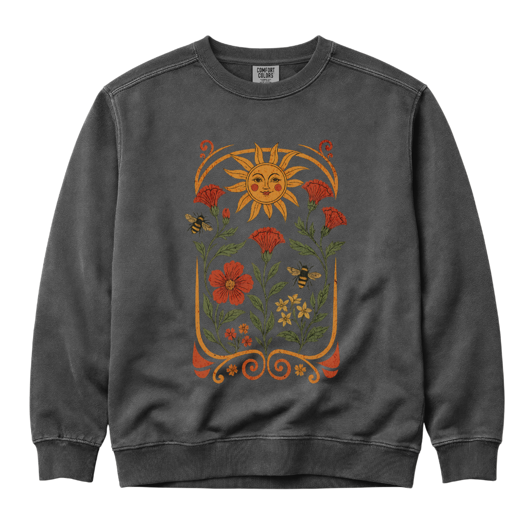 Golden Floral - Comfort Colors Premium Heavyweight Sweatshirt
