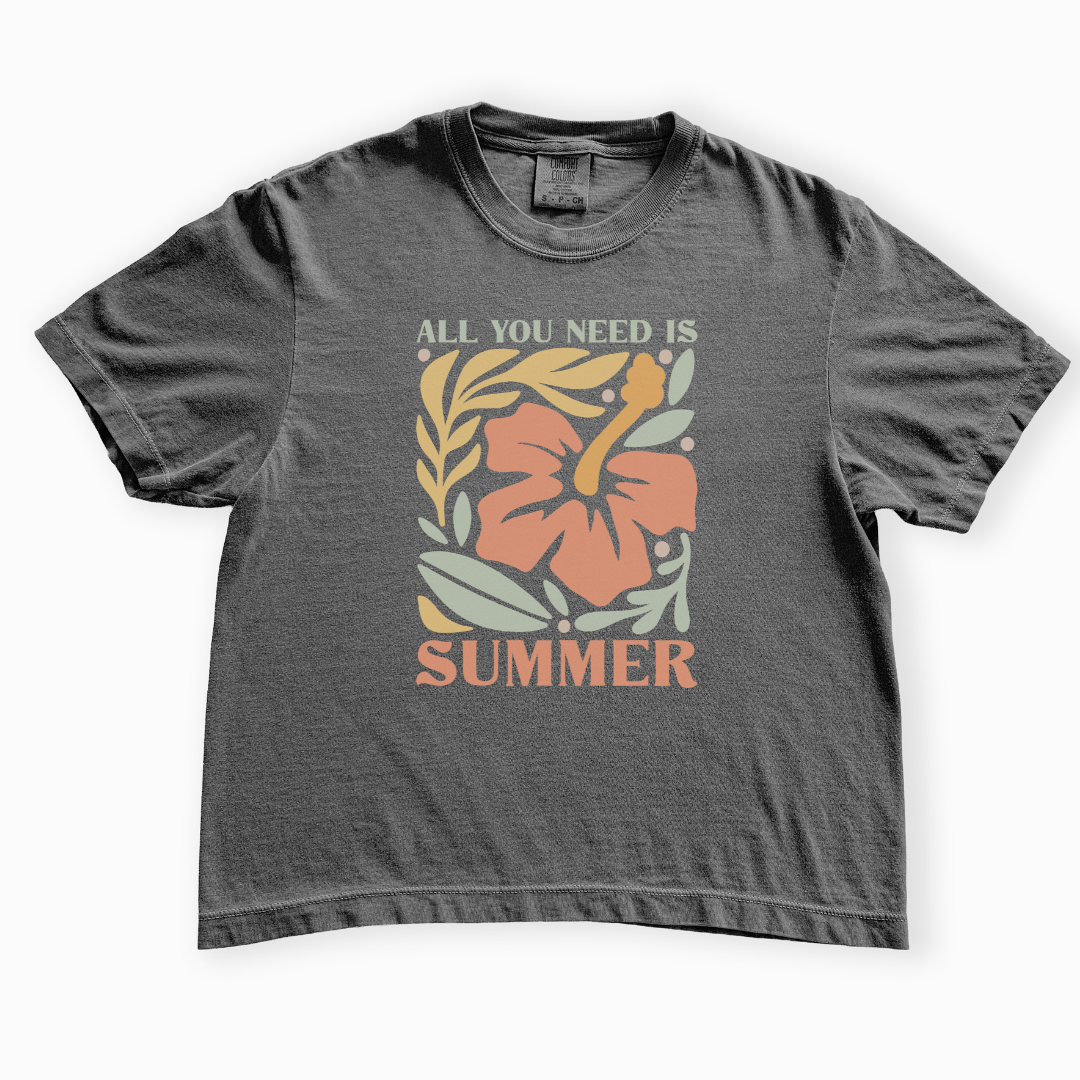 All You Need Is Summer - Comfort Colors Boxy Cropped Tee