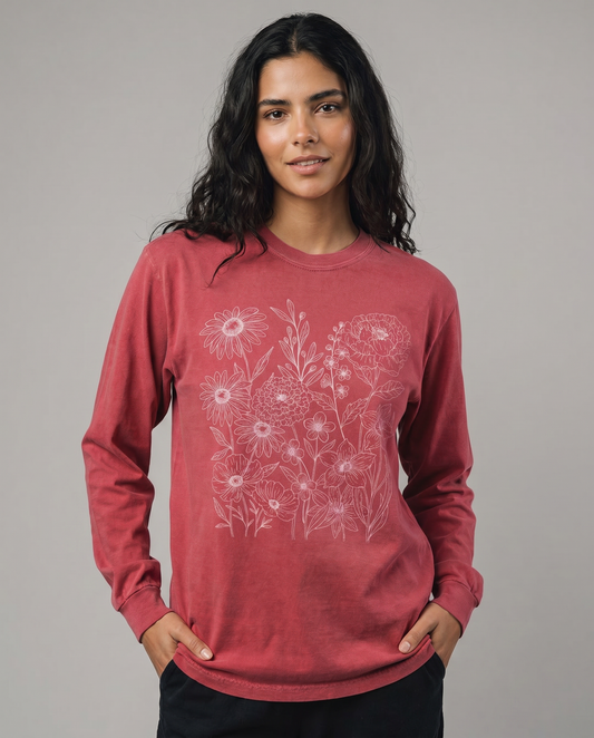 Petal Cartography - Comfort Colors Premium Long Sleeve T Shirt