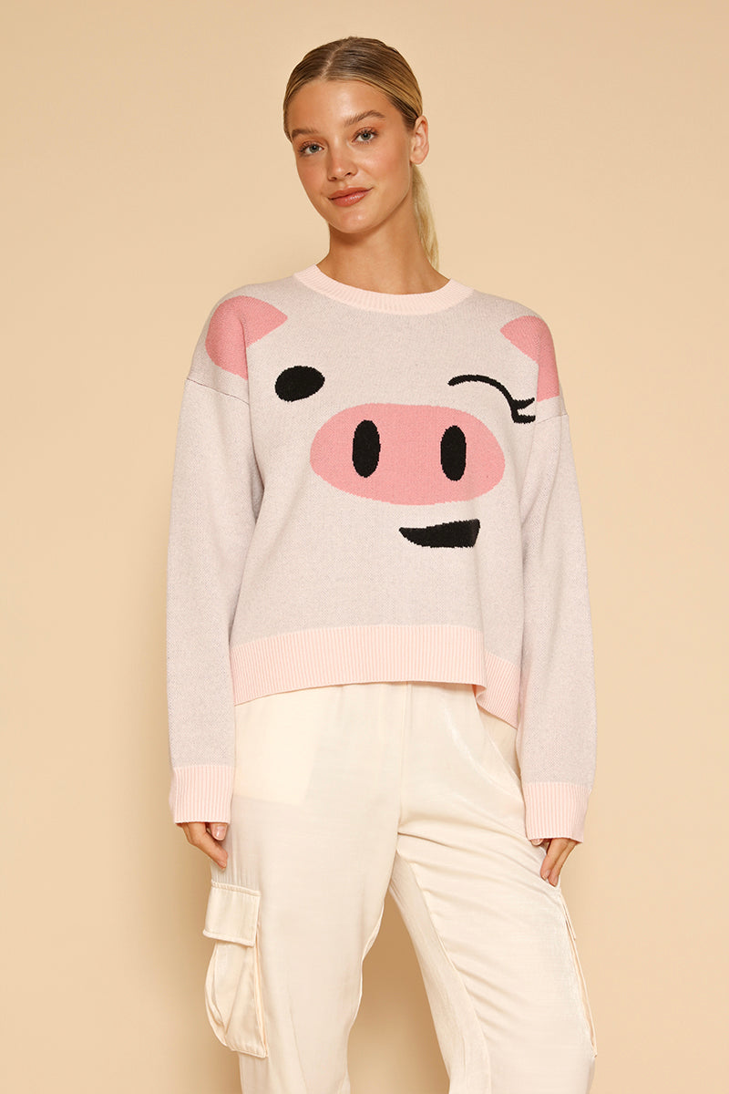 Pig Face Knit Sweater