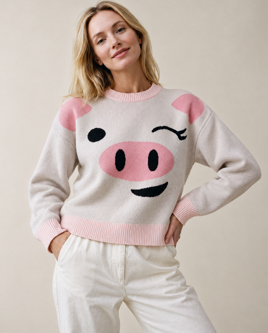 Pig Face Knit Sweater