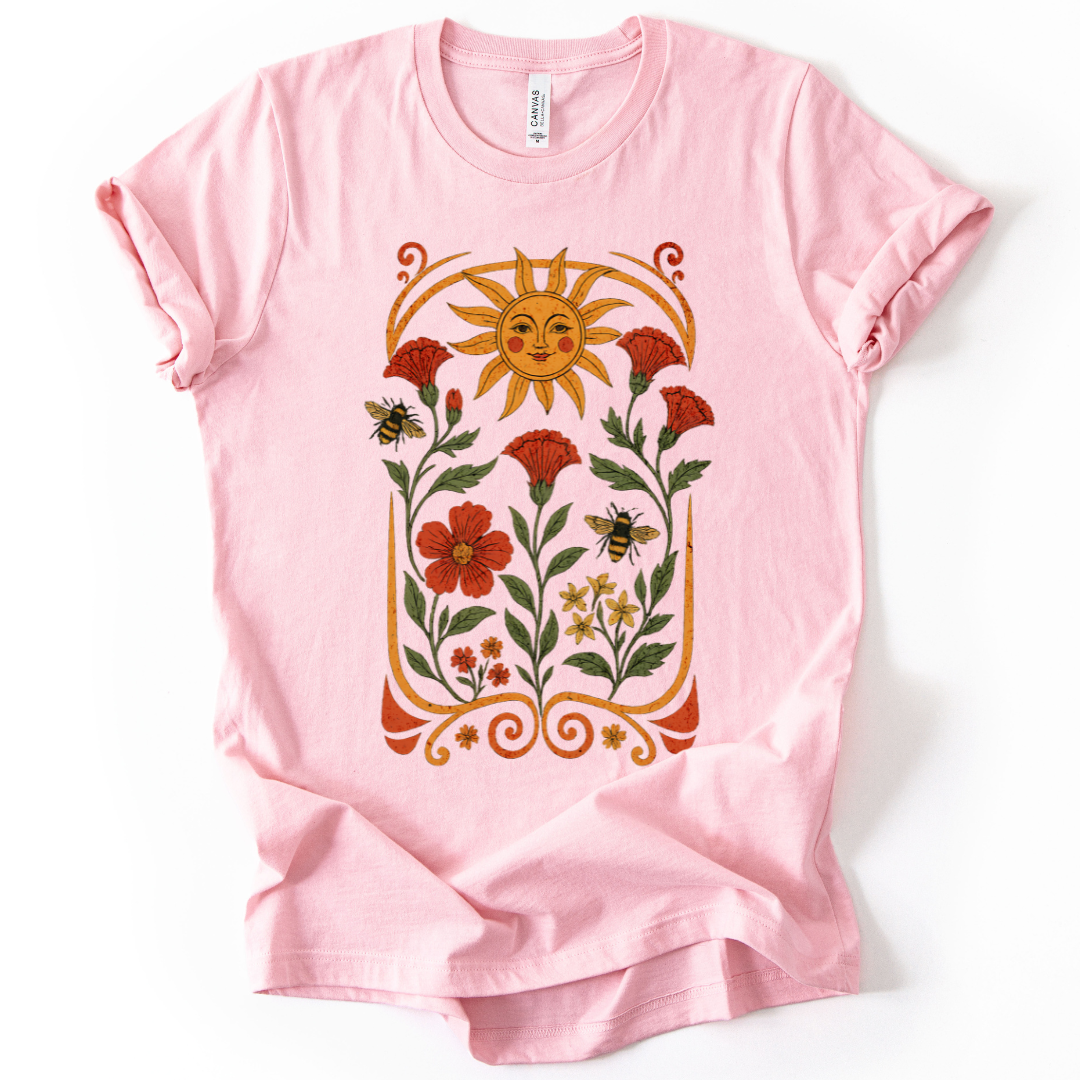 Golden Floral - Bella Canvas Super Soft Straight Cut T shirt