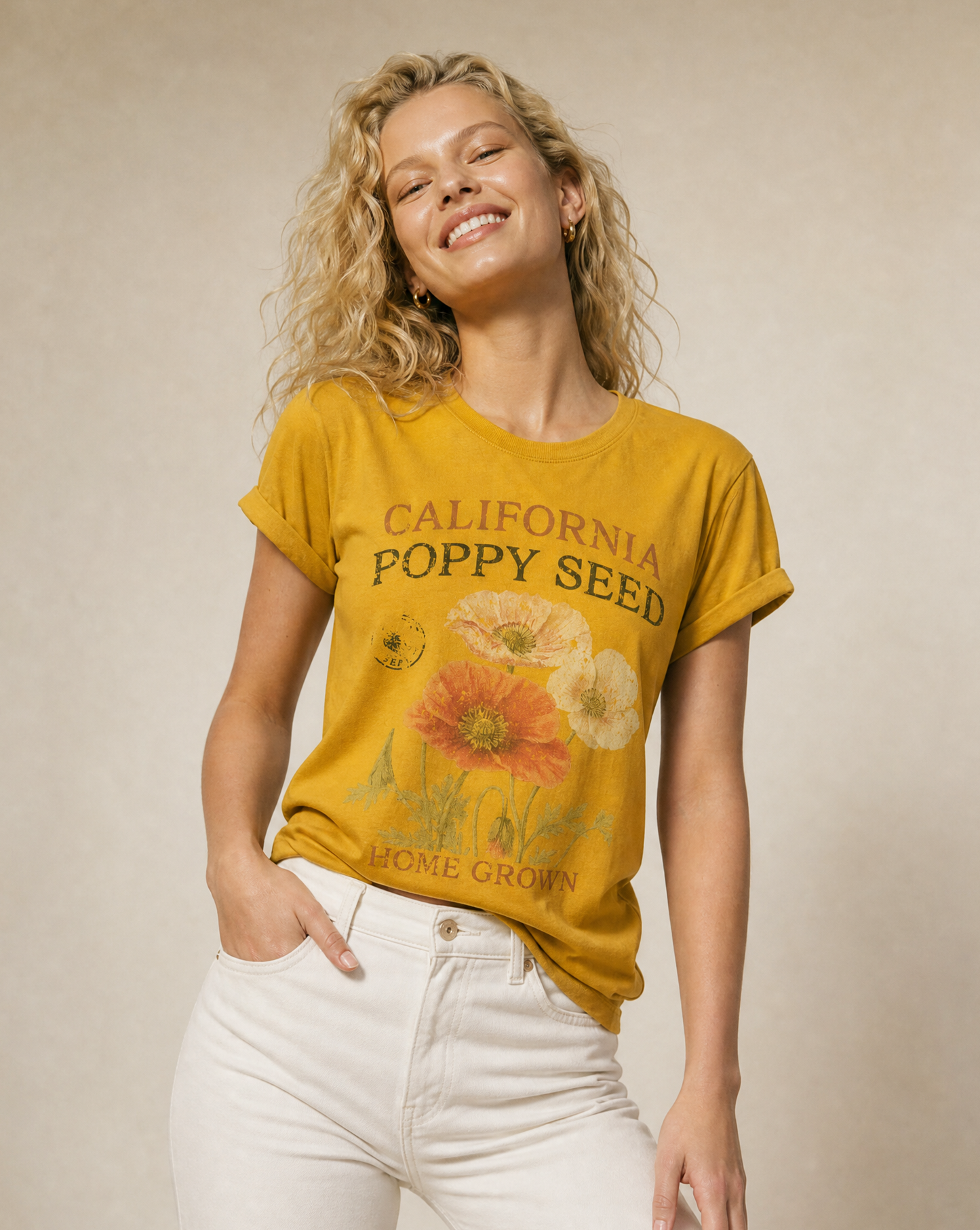 Poppy Seed, Faded Vintage Print - Bella Canvas Super Soft Standard Fit T Shirt