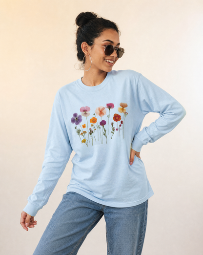 Pressed Flowers - Comfort Colors Long Sleeve Premium T Shirt