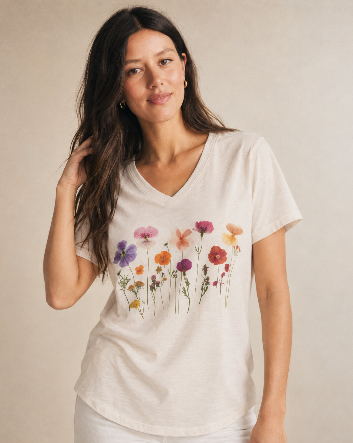 Pressed Flowers - Super Soft V Neck