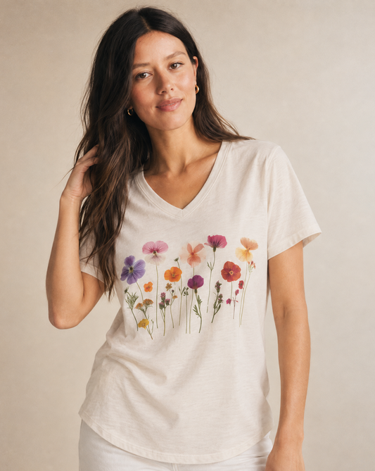 Pressed Flowers - Super Soft V Neck