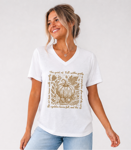 The Quiet Of Fall - Short Sleeve V-Neck Tee
