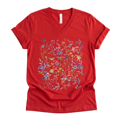 Floral Medley - Short Sleeve V-Neck Tee
