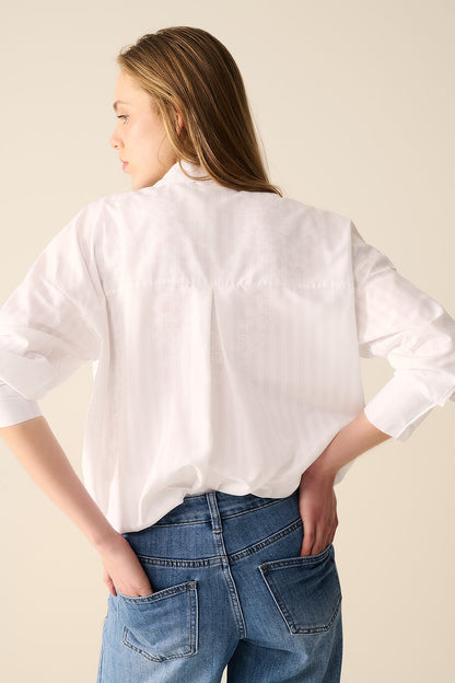 Relaxed White Striped Blouse