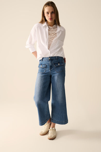 Relaxed White Striped Blouse