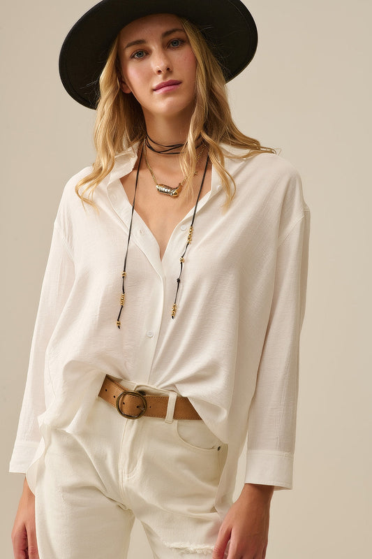 Relaxed Fit Shirt Long Sleeves in White
