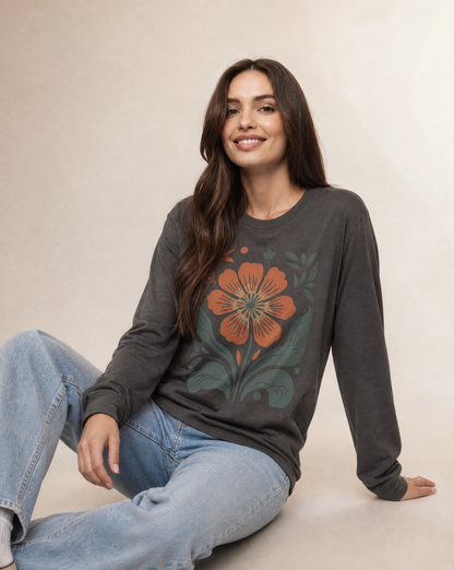 Retro Floral - Bella Canvas Super Soft Long Sleeve T Shirt