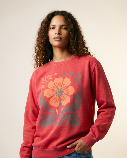 Retro Floral - Comfort Colors Premium Heavyweight Sweatshirt