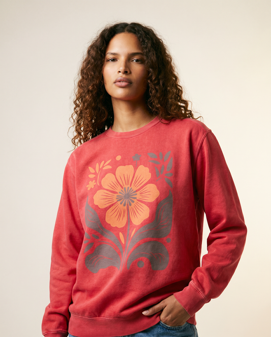 Retro Floral - Comfort Colors Premium Heavyweight Sweatshirt
