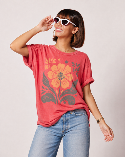 Retro Floral -  Comfort Colors Relaxed Fit Premium T Shirt