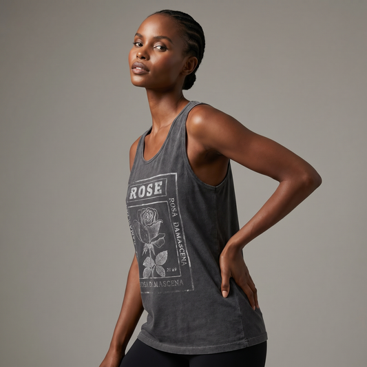 Rosa Damascena, Vintage Faded Print - Comfort Colors Premium Tank Top