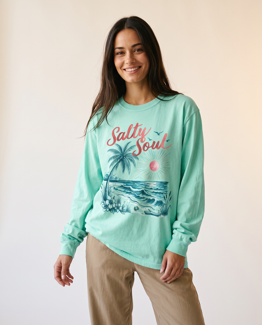 Salty Soul - Comfort Colors Long Sleeve Premium T Shirt