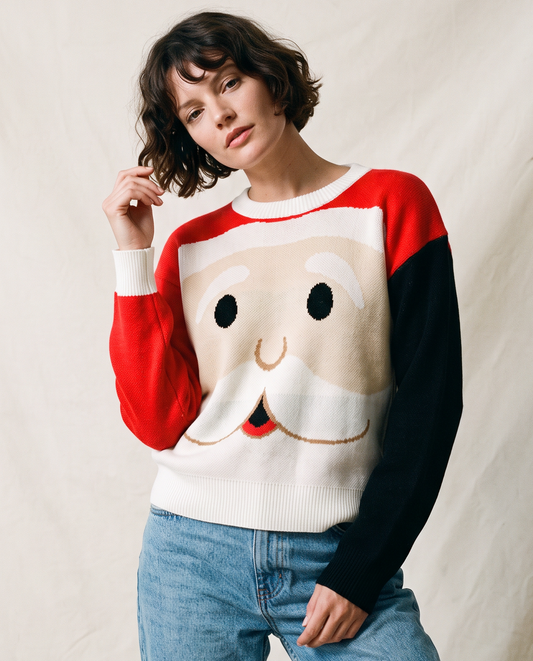 Santa Face Knit Holiday Sweater